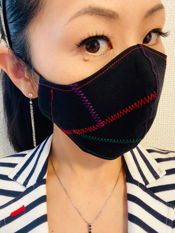 送料無料　布マスク　大きめ　立体マスク　フィルターポケット　メンズ　フランケンマスク　秋冬マスク 6枚目の画像