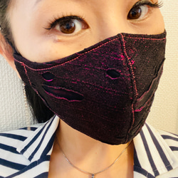 モード系　おしゃれ　かっこいい　布マスク　立体マスク　大きめ　フィルターポケット　メンズマスク　ラメピンク 3枚目の画像