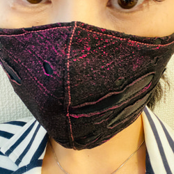 モード系　おしゃれ　かっこいい　布マスク　立体マスク　大きめ　フィルターポケット　メンズマスク　ラメピンク 7枚目の画像