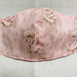 送料無料　おしゃれ　バラ柄マスク　布マスク　立体マスク　ピンク　フィルターポケット　可愛い 4枚目の画像
