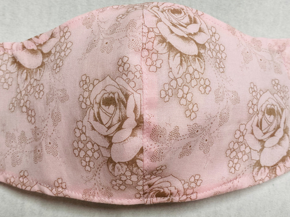 送料無料　おしゃれ　バラ柄マスク　布マスク　立体マスク　ピンク　フィルターポケット　可愛い 7枚目の画像