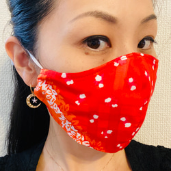 夏用　アロハマスク　おしゃれ　可愛い　立体マスク　布マスク　フィルターポケット　大きめ　赤とオレンジ　送料無料 6枚目の画像