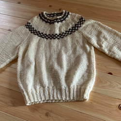 手編み　レディースセーター　ラグラン袖 1枚目の画像