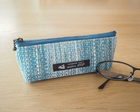 【SALE】春色ツイード調手織り布のメガネケース 4枚目の画像