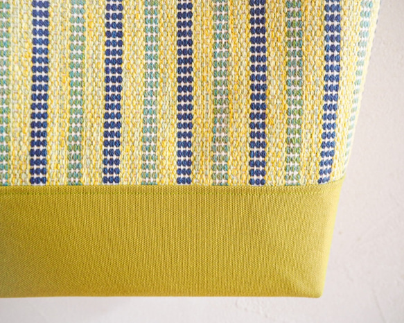 [SALE] 春色邊框手織布方托特包（黃色） 第4張的照片