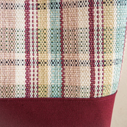 夏色チェック手織り布のスクエアトート（ピンク） 4枚目の画像