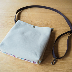 夏色チェック手織り布のミニショルダー（ピンク） 5枚目の画像
