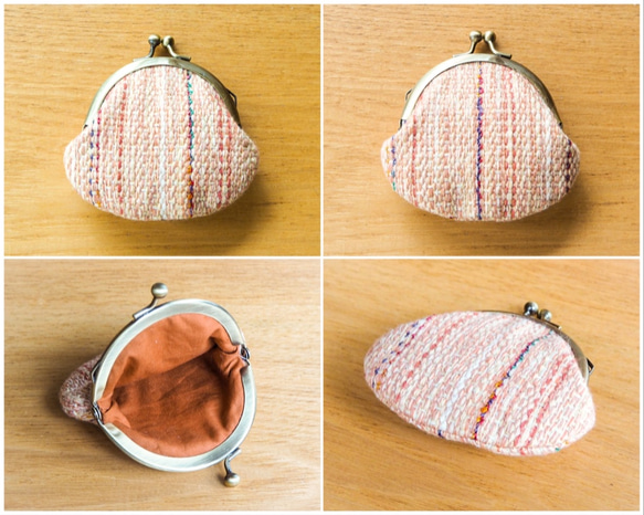 【Creema 限量秋季幸運袋】混合花呢狀手織布袋和桃子套裝（桃子） 第3張的照片