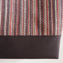 秋季多條紋手工編織方形托特包（棕色） 第4張的照片