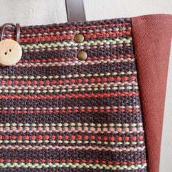 [SALE] Autumn 多條紋手工編織午餐手提袋 L（紅色） 第4張的照片