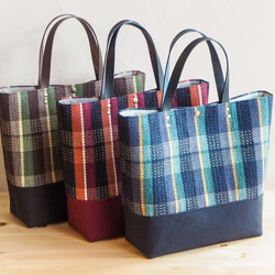 [SALE] Warm check handwoven square tote (棕色) 第6張的照片