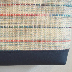 春色手織り布の横長トートバッグ（水色） 4枚目の画像