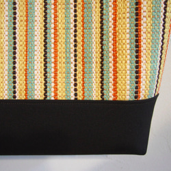 手織繽紛色彩條紋大托特包（茶） 第4張的照片