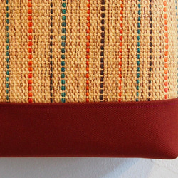 秋天的色彩搭配手工編織的布單肩包（米色） 第4張的照片