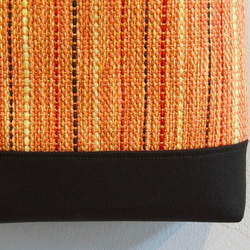 秋色ミックスカラー手織り布のショルダーバッグ（オレンジ） 4枚目の画像