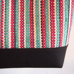 [出售]手工編織鮮豔彩色條紋午餐手提包L（玫瑰/薄荷） 第4張的照片