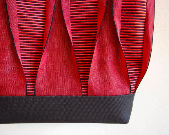[重印/訂製]岡山榻榻米邊緣的方形手提包（紅色） 第4張的照片