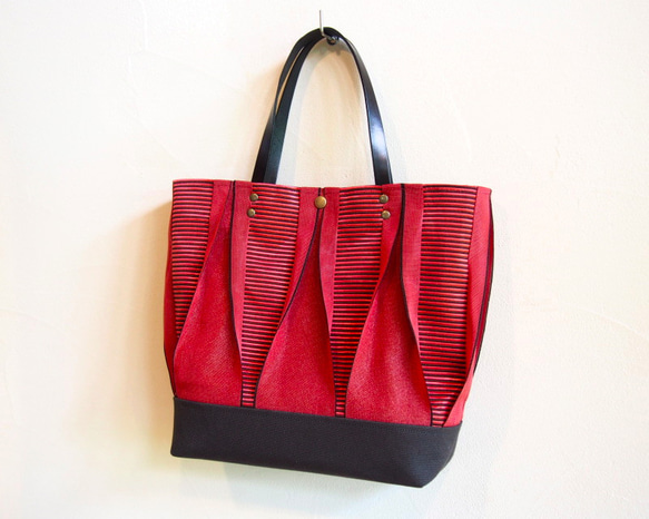 [重印/訂製]岡山榻榻米邊緣的方形手提包（紅色） 第5張的照片