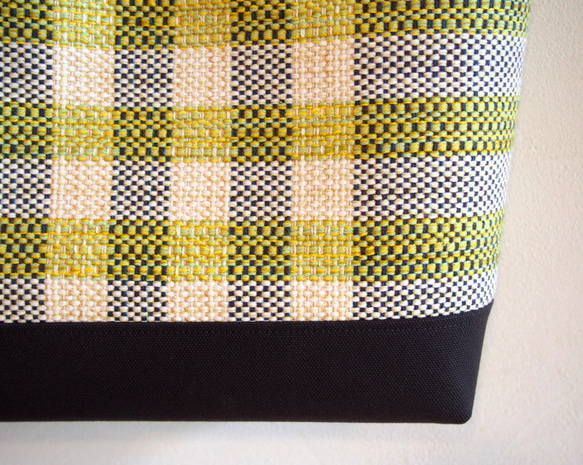 檢查和景觀手提包的邊界手織布的夏季（黃色） 第4張的照片