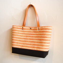 [出售]手編混合彩色邊框手提袋（橙色） 第5張的照片