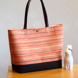 [SALE]手工編織秋季混色手提包（橙色） 第2張的照片