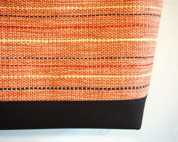 [SALE]手工編織秋季混色手提包（橙色） 第4張的照片