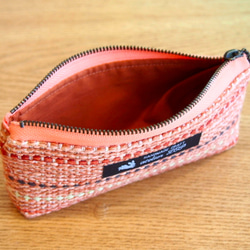 手織りミックスカラーのメガネケース（オレンジ） 3枚目の画像