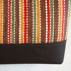 【SALE】手織り秋色マルチストライプの斜めがけショルダー（茶） 4枚目の画像