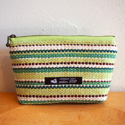 [Creema限於快樂袋的下落]手工編織多色手提包和所述一組（綠色）的門廊 第4張的照片