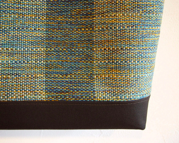 秋花呢風格的手工編織的布手提袋（藍色） 第4張的照片