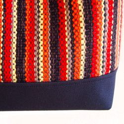 【SALE】北欧風マルチカラー手織り布のワンショルダー（赤） 4枚目の画像