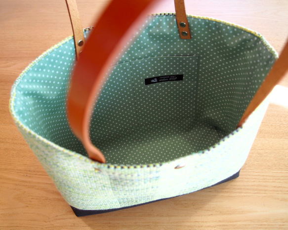 【SALE】春色ツイード調手織り布のトートバッグ（ミモザ） 3枚目の画像