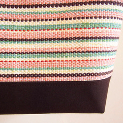 [庫存出售]春季多色條紋橫式手提袋（櫻花） 第4張的照片
