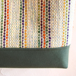 手織天然彩色單肩包（綠色） 第4張的照片