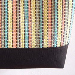 [SALE]手工編織多色條紋手提包（黃色） 第4張的照片