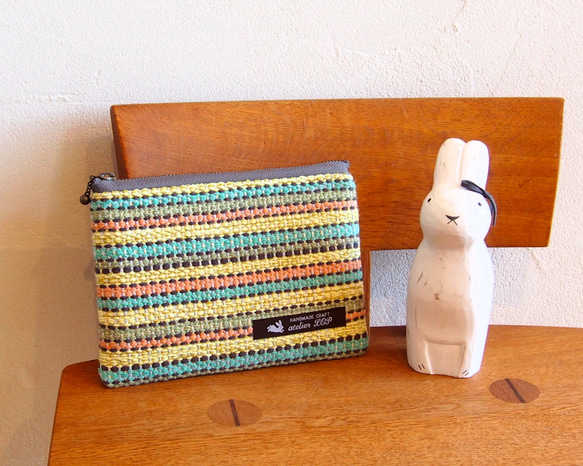 [夏季幸運袋]手工編織多色方形手提包和小袋（黃色） 第9張的照片