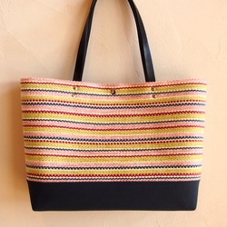 【夏日幸運包】手工編織法國彩色手提袋和小袋套裝（粉紅色） 第2張的照片