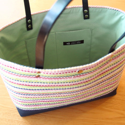 【夏日幸運包】手工編織法國彩色手提袋和小袋套裝（粉紅色） 第3張的照片
