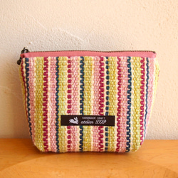 【夏日幸運包】手工編織法國彩色手提袋和小袋套裝（粉紅色） 第4張的照片