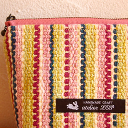 【夏日幸運包】手工編織法國彩色手提袋和小袋套裝（粉紅色） 第10張的照片