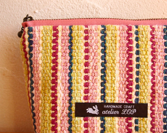 【夏日幸運包】手工編織法國彩色手提袋和小袋套裝（粉紅色） 第10張的照片