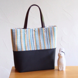 [SALE]夏季法式手工編織方形方形手提袋（淺藍色） 第1張的照片