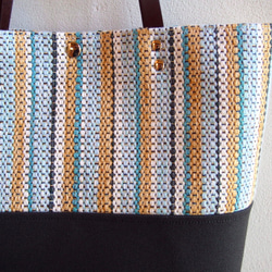 [SALE]夏季法式手工編織方形方形手提袋（淺藍色） 第4張的照片