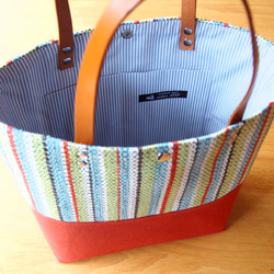 【SALE】夏季法國彩色手工布料方形手提包（磚） 第3張的照片