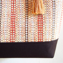 夏季果子露彩色手工編織布桶手提包（桃子） 第4張的照片