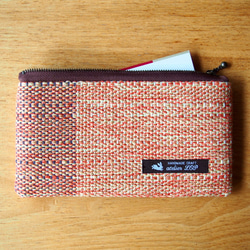 【秋季幸運袋】混合粗花呢手織布水平長手提包和小包（橙色） 第4張的照片