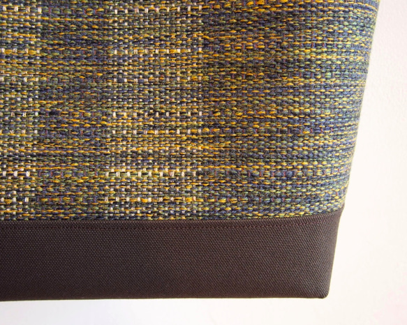 【SALE】あったかツイード風手織り布の横長トート（グリーン） 4枚目の画像