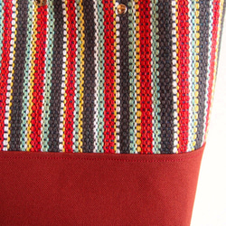 【Disposal SALE】手工編織北歐彩色條紋方形手提包L（紅色） 第4張的照片