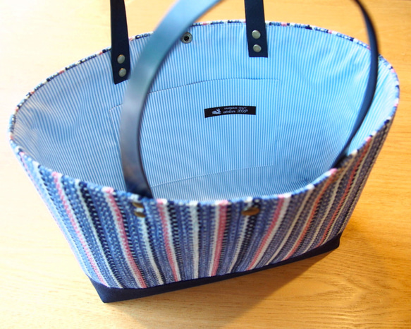【2019 Lucky Bag】手工編織秋季彩色條紋手提包和壁球套裝（藍色） 第3張的照片