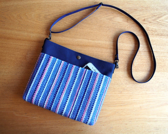 【2019 Lucky Bag】手工編織秋季彩色條紋手提包和壁球套裝（藍色） 第4張的照片